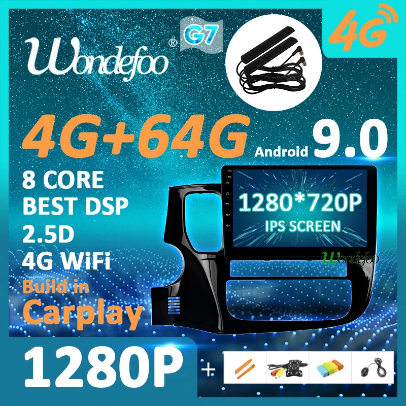 

1280P Android 9.0 4G 64G RAM Carplay Radio for Mitsubishi Outlander xl 3 2012-2018 GPS Multimedia DSP IPS Screen no DVD Headunit