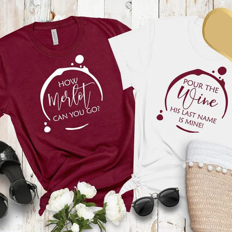 Pour The Wine его фамилия моя футболки женские короткий рукав свадебная футболка