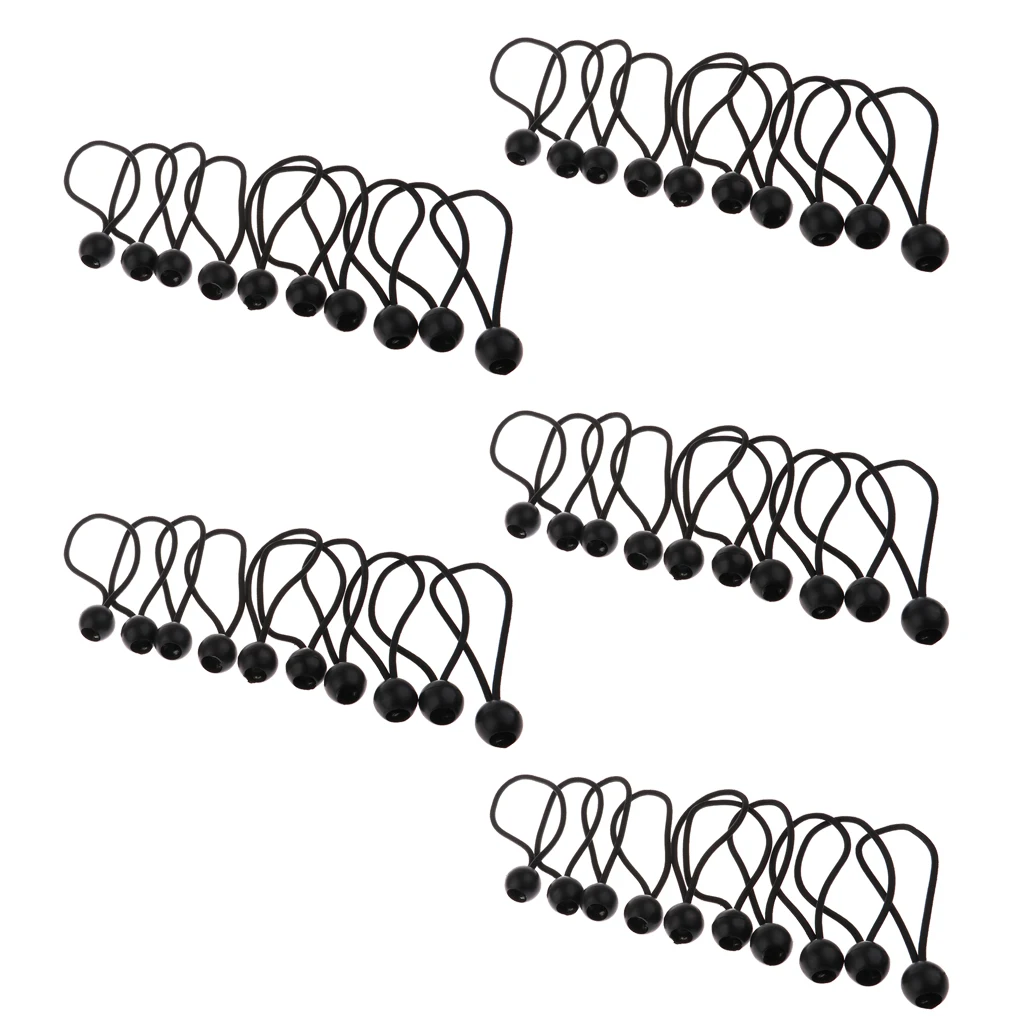 50pcs 162mm 5mm Heavy Duty Ball Bungee Cords Elastic Tie Ropes for Securing Canopy Tent Tarp