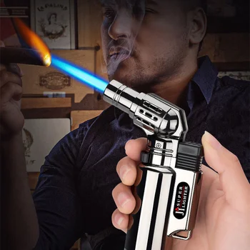 New Jet Flame Windproof Cigar Lighter Butane Gas Blow Torch Lighter For Kitchen BBQ Wholesale 5