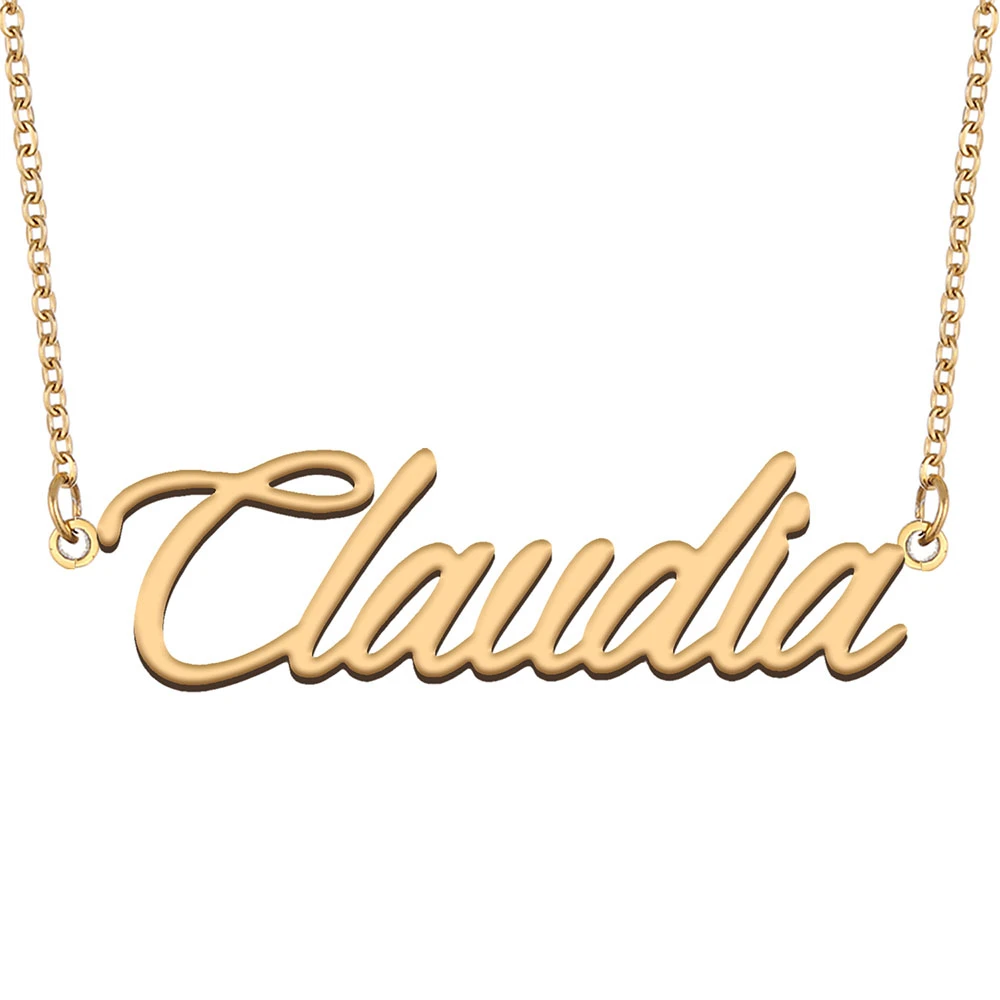 Collar de identificación de Claudia para mujer, joyería de acero inoxidable, colgante de cadena con nombre chapado en regalo para madre y novia|Collares colgantes| - AliExpress