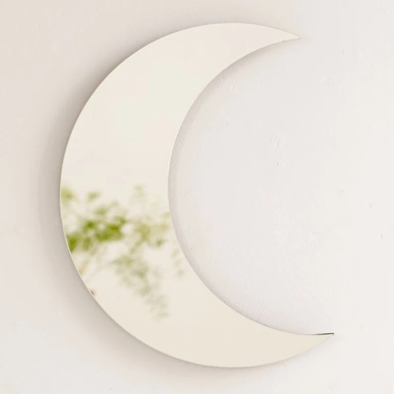 Акриловая наклейка луна-зеркало интерьера в скандинавском стиле натуральный