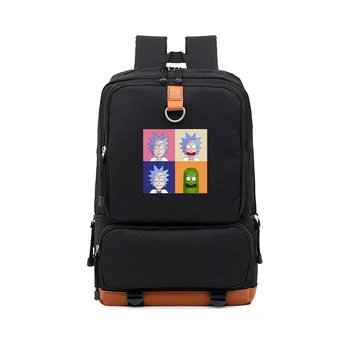 

Rick and morty cartoon high capacity backpack student backpack cartoon printing backpacks black nylon bag NB425