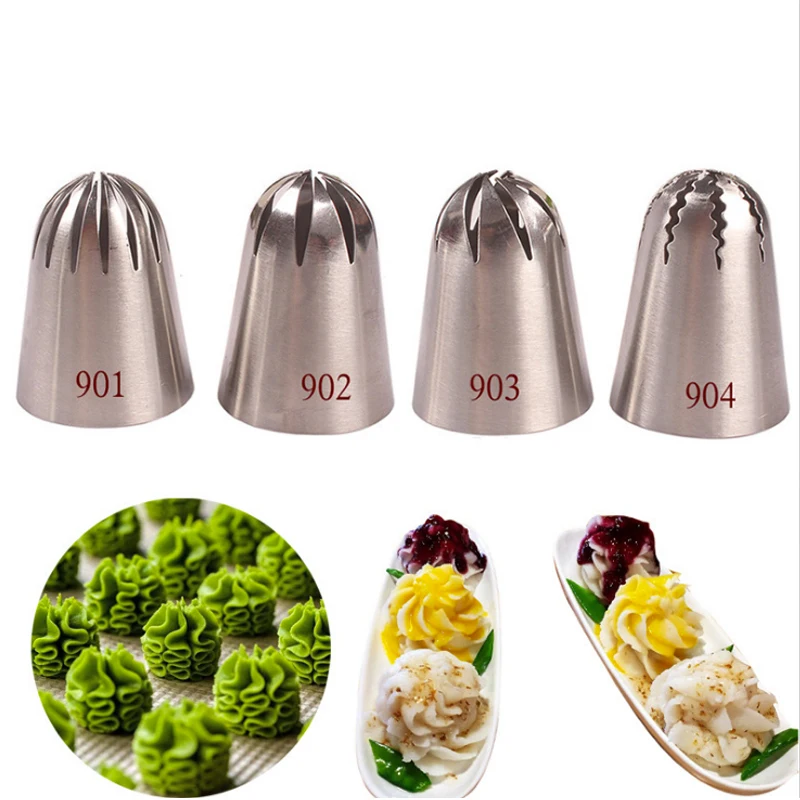 

4pcs Stainless Steel Nozzle Tips DIY Cake Decorating Tools Icing Piping Cream Pastry Bag Nozzle Kitchen Bakery Tools
