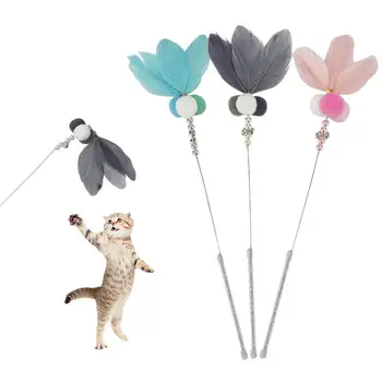 

Adeeing Funny Cats Toy Feathers Teaser with Bells Pet Training Interactive Toys Sticks Pet Supplies