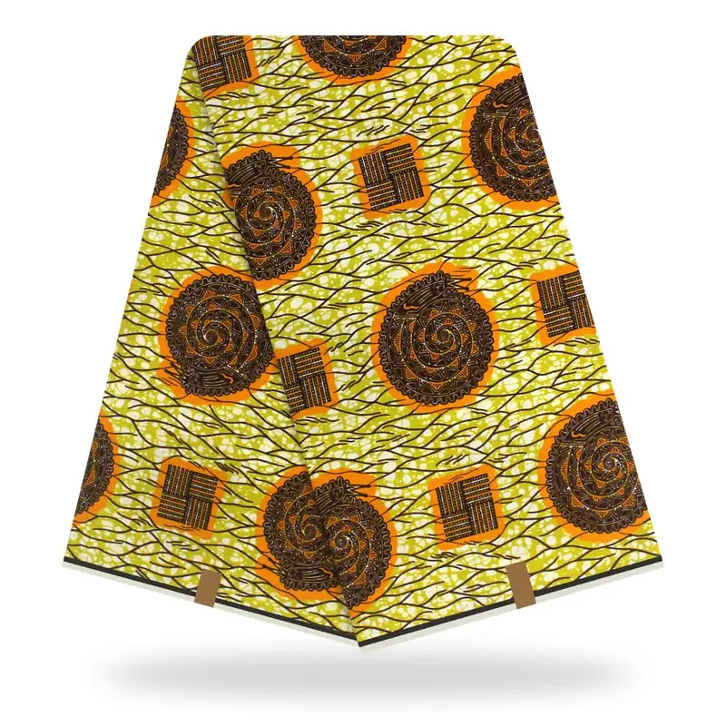 Модная африканская восковая ткань, настоящий воск с принтом, хлопок, ткань ганский дизайн, 6 ярдов/партия, лучшее качество для женщин