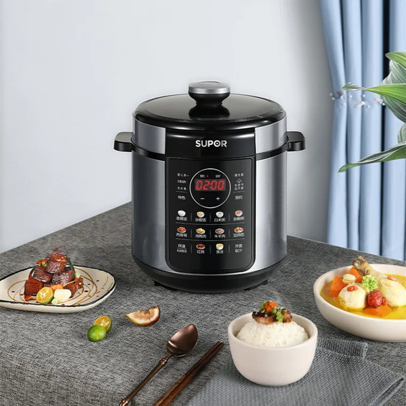 supor electric cooker non stick cooking machine single double layer hot pot multifunction mini electric rice cooker for home SUPOR Home Intelligent Electric Pressure Cooker Deep Soup Double Gallbladder Large Screen Operation Intelligent Reservation 5L