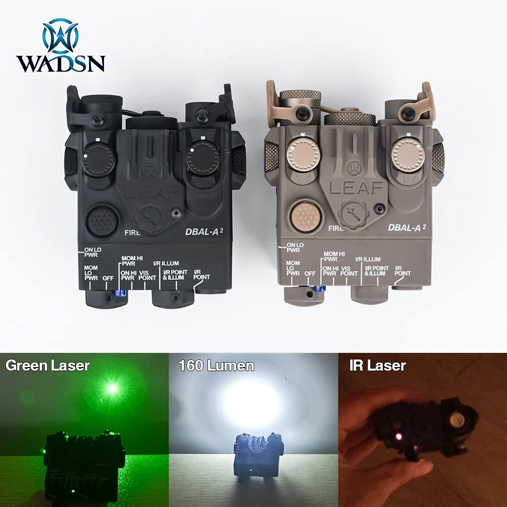 WADSN Airsoft PEQ Mini DBAL-A2 Green Dot IR Aiming Laser with White Light PEQ15 dbal a2 Hunting Weapon Tatical Strobe Light