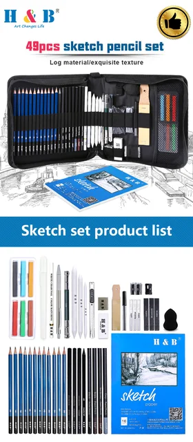 Sketch Pencils Set with Sketchbook, 41-Piece Professional Drawing Set and a  50-Sheet Pad for Kids, Teens And Adults, Complete Artist Kit Includes