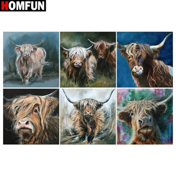 

HOMFUN Full diamond Painting "Animal cow" Resin Drill Embroidery 5D Diy Diamond Painting Handmade Cross Stitch gift