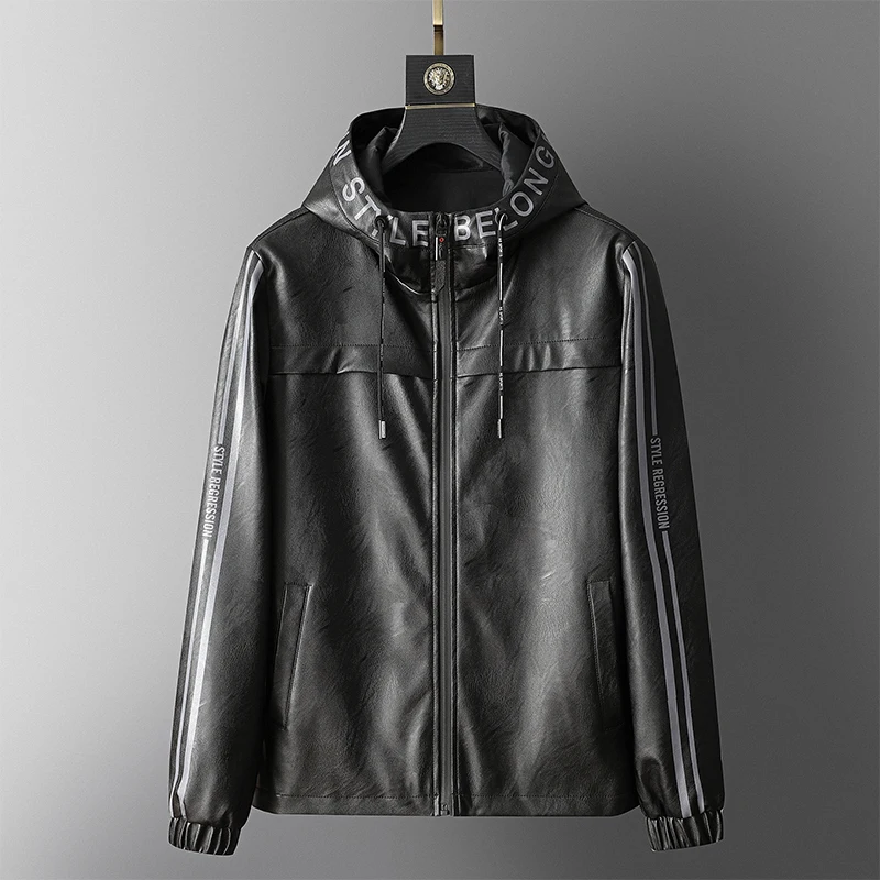 Mens Autumn Winter PU Leather Jackets Fashion Casual Loose Plus Thick Velvet Warm Jacket Coats Letter Print Jakets | Мужская одежда