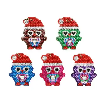 

DIY Full Drill Diamond Painting Special-shaped Xmas Penguin Diamond Painting Cross Stitch Key Chain Accessories