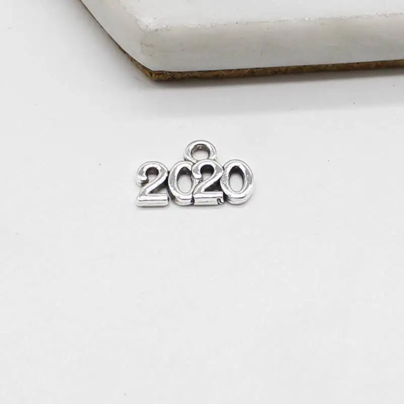 

20PCS Charm Tibetan Silver Digital Year 2020 Pendant DIY Handmade Jewelry Material