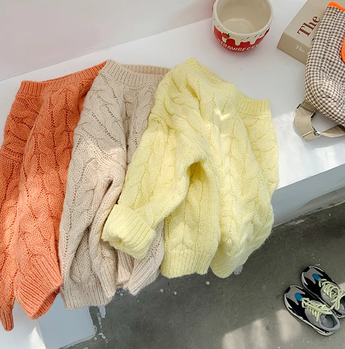 

2019 New Style Girls Boys Knitted Sweater Fashion Winter Autumn Kids Girls Pullover Sweaters 1-7t