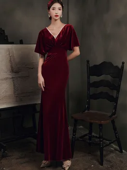 

Evening Dresses 2020 Sexy Long Burgundy Party Prom Dresses Evening Gown Mermaid Prom Party Girl Dresses Backless Vintage