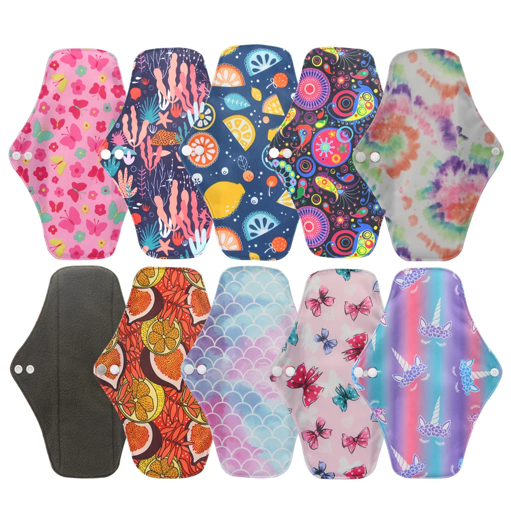 Sanitary Pads Organic Bamboo Charcoal Washable Menstrual Panty Liner Leakproof Cloth Towel Reusable Period Feminine Hygiene Pads 3