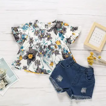 

Newborn Infant Baby Girl Summer Outfits Clothes Set T-shirt Tops+Shorts Pants Children Kids Summer Holiday Flower Sunsuit