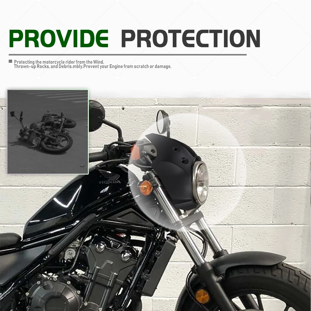 Motorcycle Headlight Fairing Front Cowl Mask Cover Fork Windshield For Honda Rebel CMX 300 500 CMX500 Accessories