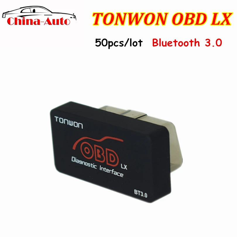 50 шт. высокое качество TONWOM ELM327 LX Bluetooth 3,0 OBD TONWOM LX для Android Считыватель кодов сканер DTC проверка двигателя диагностический инструмент