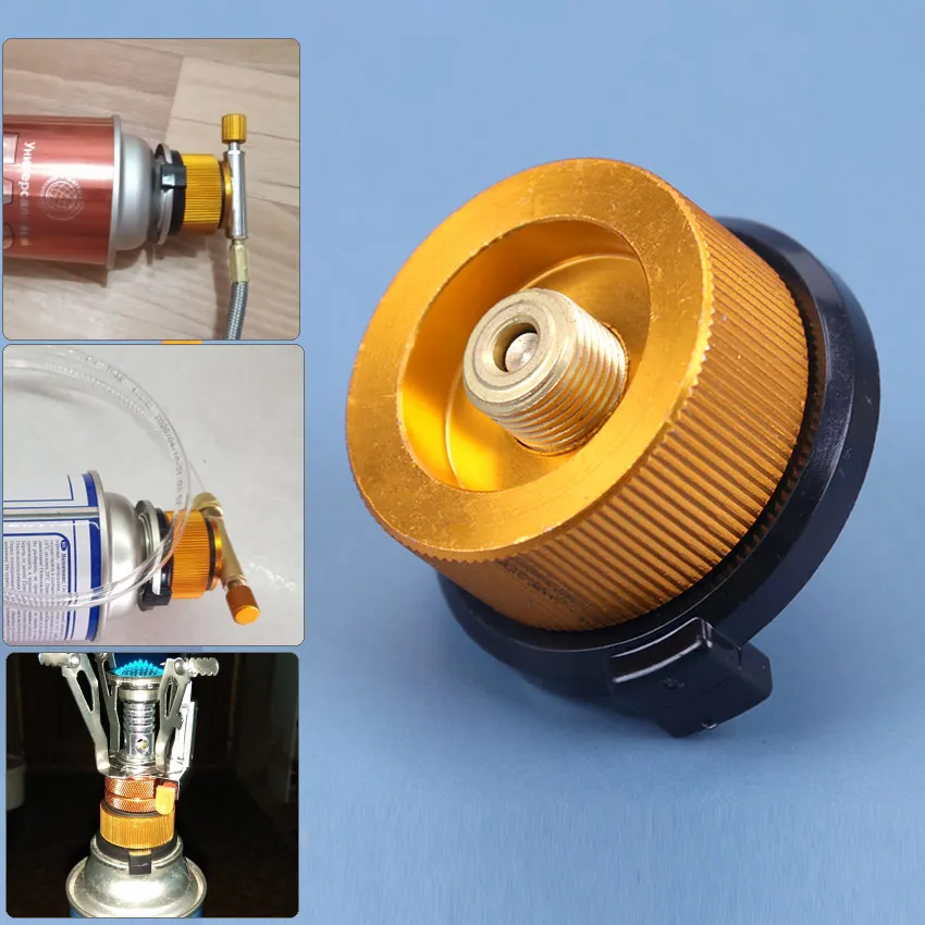 Outdoor Hiking Picnic Gas Tank Adapter Stoves Connector Conversion Split Type Gas Cartridge Auto-off Tank Adapter Accessory