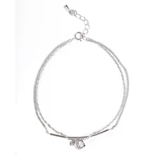 Циркониевый браслет с подвеской Регулируемый Серебряный двухслойный браслет для свадебного подарка модные ювелирные изделия S-B54