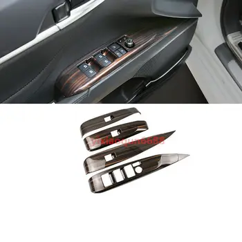 

Fit For TOYOTA CAMRY 2018 Peach Wood Grain Inner Window Switch Panel Frame Trim