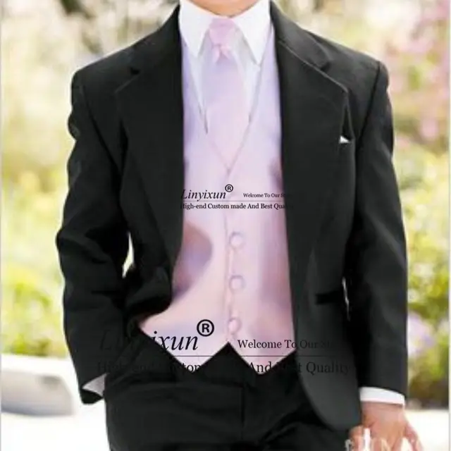 Custom Made One Button Boy Tuxedos Notch Lapel Children Suit Black Kid