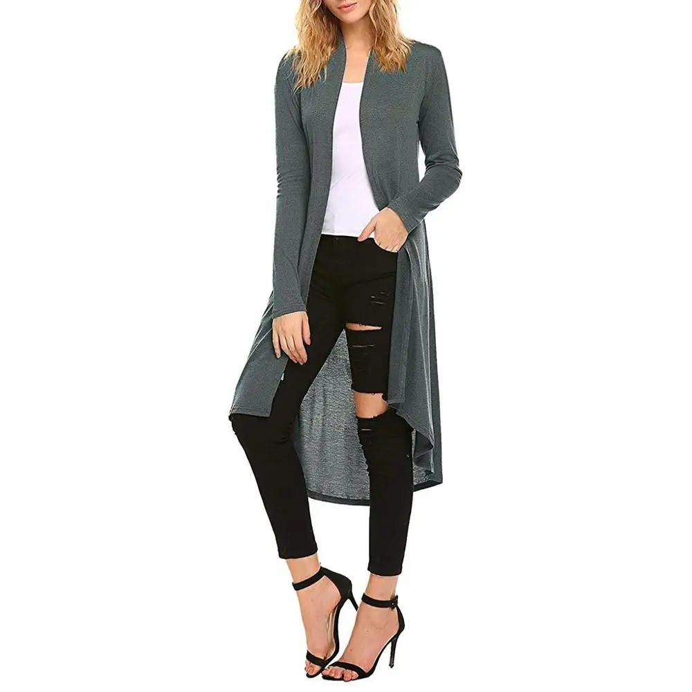 2019 Женский Повседневный длинный кардиган с открытой передней драпировкой макси