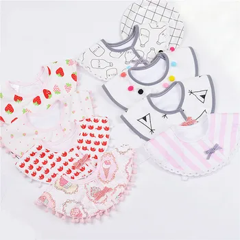

360 Degree Baby Waterproof Bib Rotating Cotton Newborn toddler Boys Girls Burp Cloth Bandana Bib Soft Round Baby Feeding Scarf