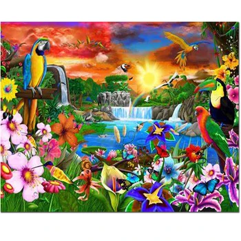 

5d diy Diamond painting Forest waterfall flower diamant painting cross stitch diy diamond embroidery sale full landscape,FS109