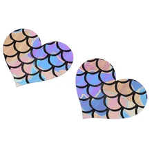 Одноразовые наклейки на грудь Русалочки с сердечками и звездочками, 6 пар