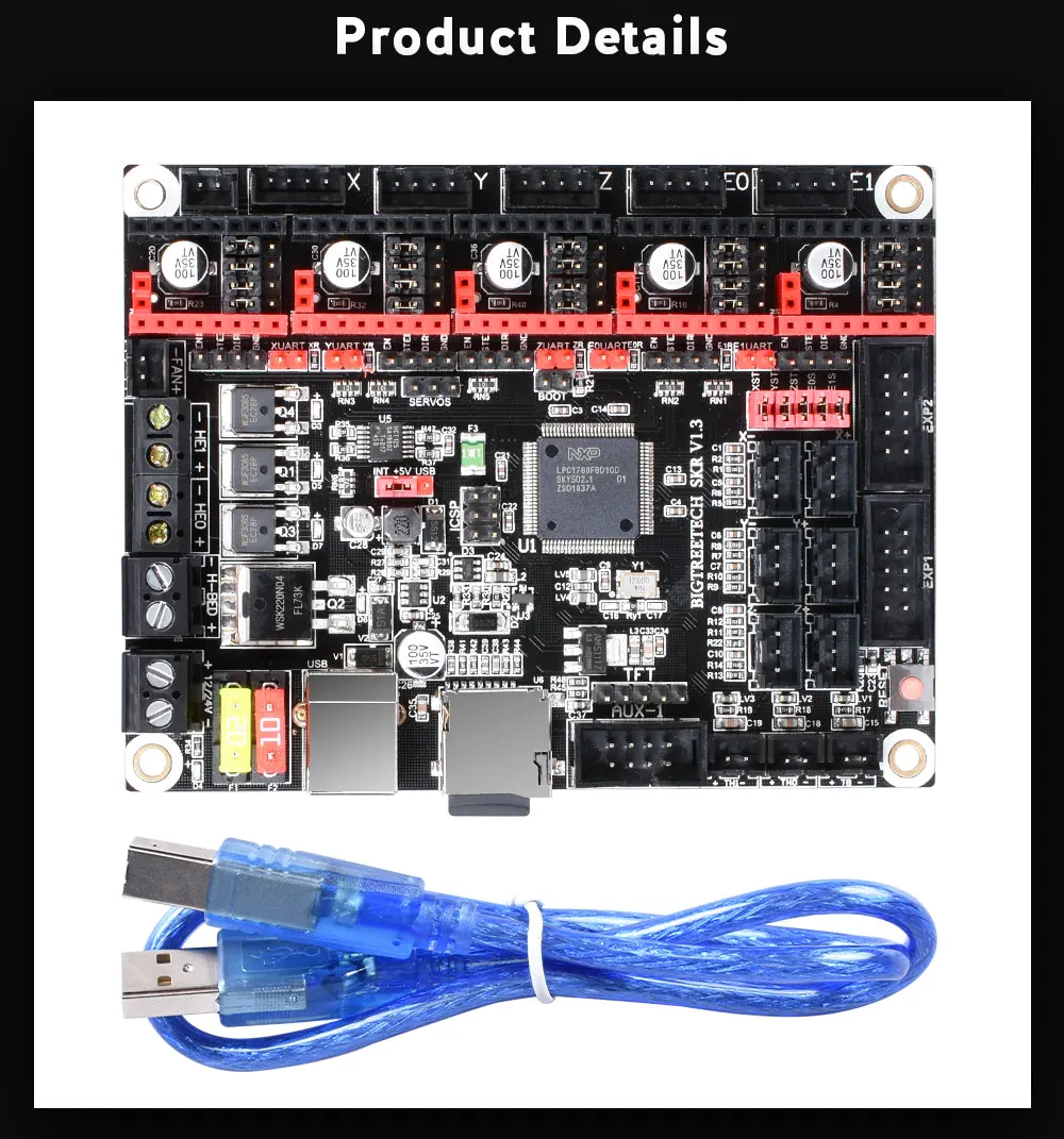 BIGTREETECH SKR V1.3 32 бита доска Smoothieboard+ TFT35 V3.0+ 5 шт. TMC2130 SPI TMC2208 TMC2209 UART vs MKS GEN L части 3d принтера