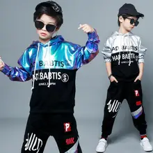 Модный комплект, детский костюм г. Осенние костюмы для мальчиков комплект из 2 предметов в стиле хип-хоп хлопковая одежда унисекс красного и синего цвета для мальчиков с буквенным принтом