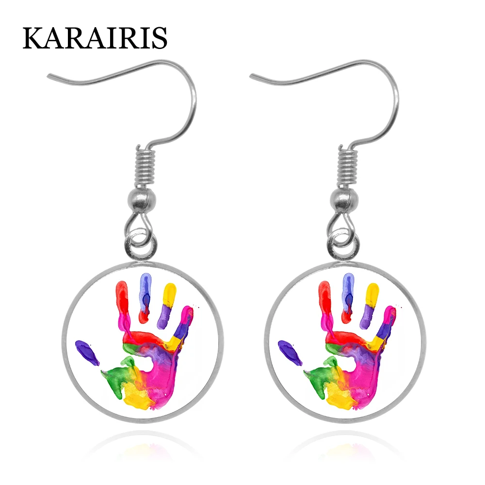 Женские серьги-подвески KARAIRIS серьги-Кабошон из стекла с рисунком ладони