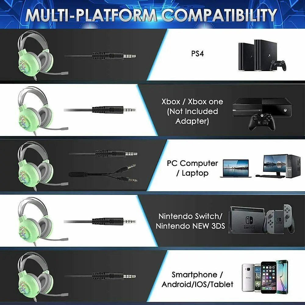 Ottwn M10 Game Headphone Computer headset luminous gaming headset wired chicken 7 1 channel desktop notebook with microphone