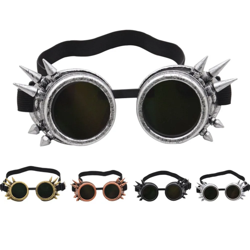 С заклепками, ретро очки, панк очки, паровые солнцезащитные очки для Хэллоуина, косплей, вечерние, винтажные очки