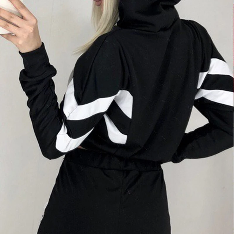 2 Piece Set Women Hoodies Tracksuit Autumn Roupas Feminina Sport Suit Fashion Gym Outfits Striped Sportwear Jogging Femme