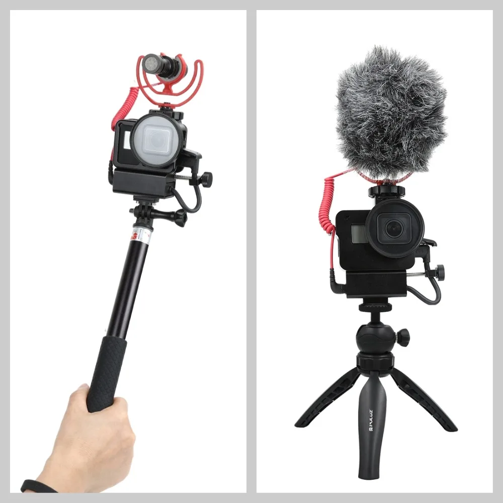 PULUZ, аксессуары для GoPro, адаптер для микрофона с ЧПУ, корпус из алюминиевого сплава, защитный чехол для GoPro HERO7/6/5