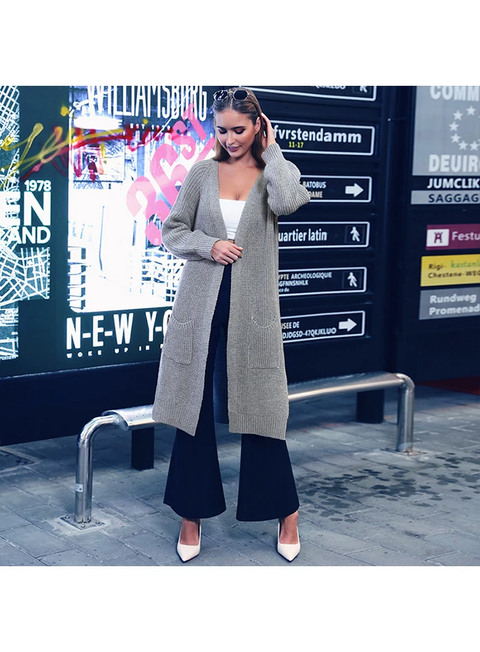 Liva girl, хлопковый однотонный Кардиган с длинным рукавом, вязаный свитер для женщин, открытый стежок, Повседневные свитера для женщин, Invierno, Свободный кардиган