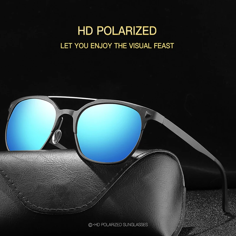 sunglasses тени солнцезащитные мужские Алюминий Магний круглые маленькие синие Солнцезащитные очки Мужские поляризационные Высокое качество UV400 оттенков для мальчиков солнцезащитные очки для вождения рыбалки