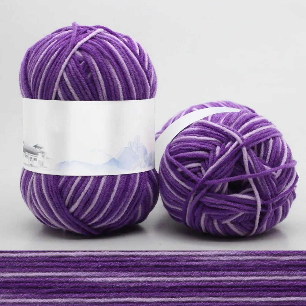 4 Section-Dyeing Knitting Middle-Thick Milk Cotton Soft Baby Yarn For Hand DIY Knitting 50g/ball Crochet Baby Woolen Thread - Цвет: 17