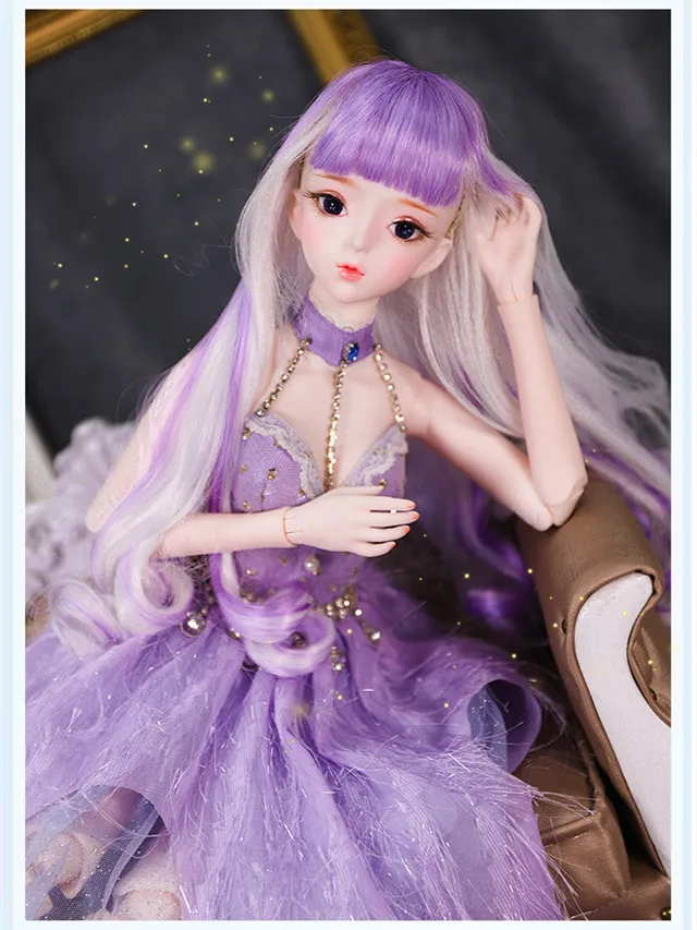 1/3 BJD кукла 62 см DF Заказная кукла шарнир тело ручная роспись макияж, голова может открыть сказочную сказку AI YoSD MSD SD набор игрушка подарок - Цвет: Purple