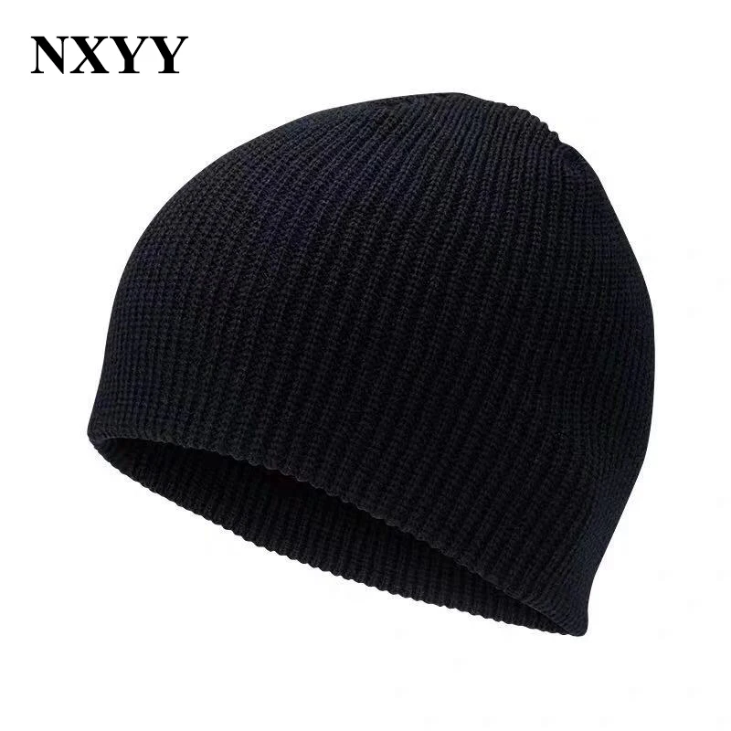 NXYY, унисекс, зимняя, ребристая, однотонная, черная, Вязанная, с манжетами, короткая, дыня, муты, шапочка, мешковатая шапка, Skullies, кепка, мешковатая, хип-хоп, Gorros, Кепка