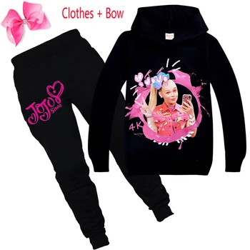 

2020 New Baby spring autumn girls JOJO Siwa hooded clothes sets T-shirt Pant hoodie clothing Suit children Sport cotton wear bow