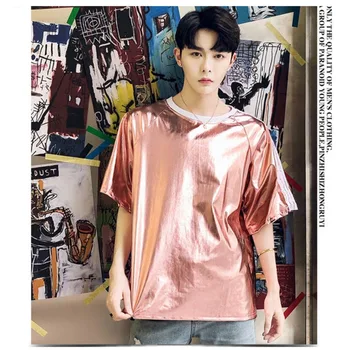 

Men's T-shirt 2020 spring/summer new slim hip hop bright color show T-shirt loose casual crew neck fashion youth men's wear