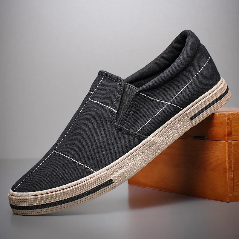 Mens Canvas Shoes New Men Casual Slip On Wear-Resisting Flat Shoes Brand Coth shoes Fashion Driving Shoes 2