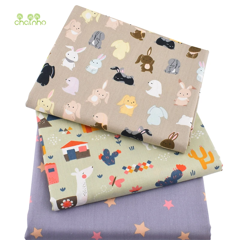 Chainho 6 шт./лот Happy Animals набивная саржевая хлопковая ткань Лоскутная Ткань для шитья