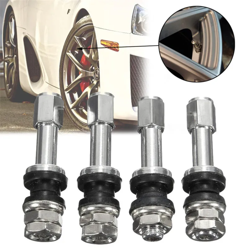 4pcs Car Tire Valve TR48E Bolt-in Car Tubeless Wheel Tire Valve Stem Dust Cap Cover vehicle Stainless Steel Metal Straight Mouth tire valve caps,tire valve cap,tire stem cover,tire valve stems,motorcycle tire valve