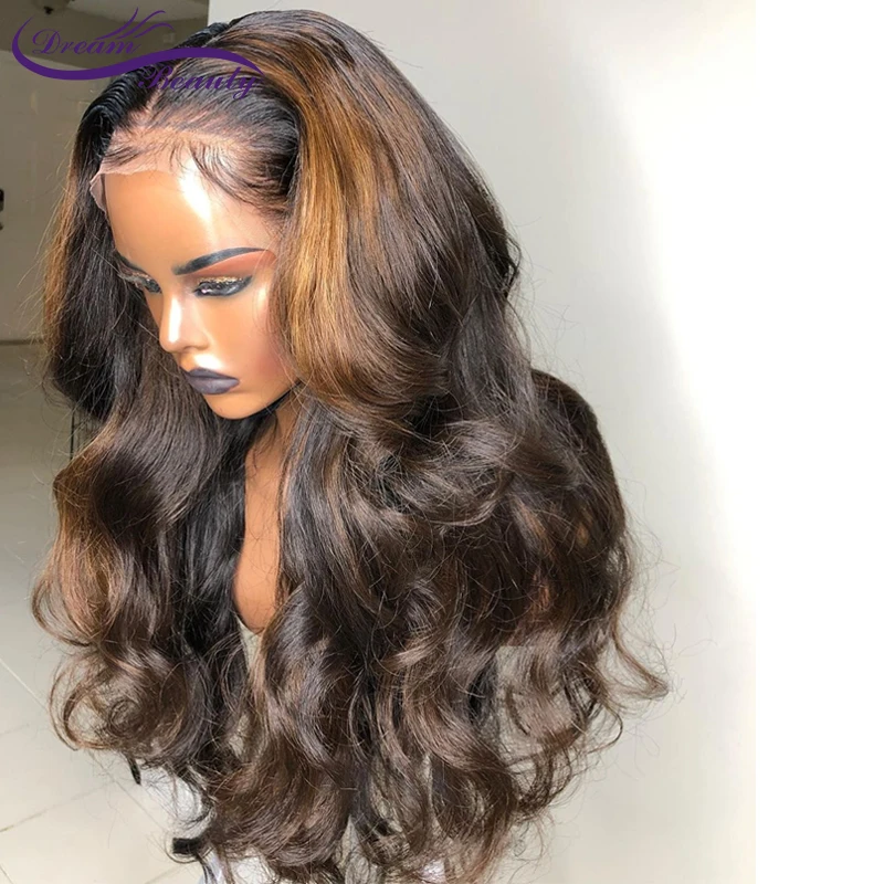 13x6 Deep part Lace front Wigs Glueless Lace Human Hair Wigs Ombre Color Wigs Brazilian Remy Body wave Wig Dream Beauty