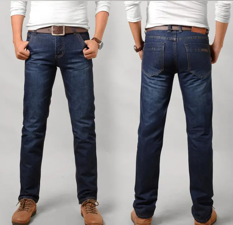 Брендовые мужские джинсы, модные повседневные мужские джинсы, обтягивающие брюки из хлопка, классические прямые джинсы высокого качества, весенняя одежда
